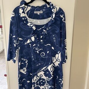 Blue and White Floral Dress by Barbara Gerwit